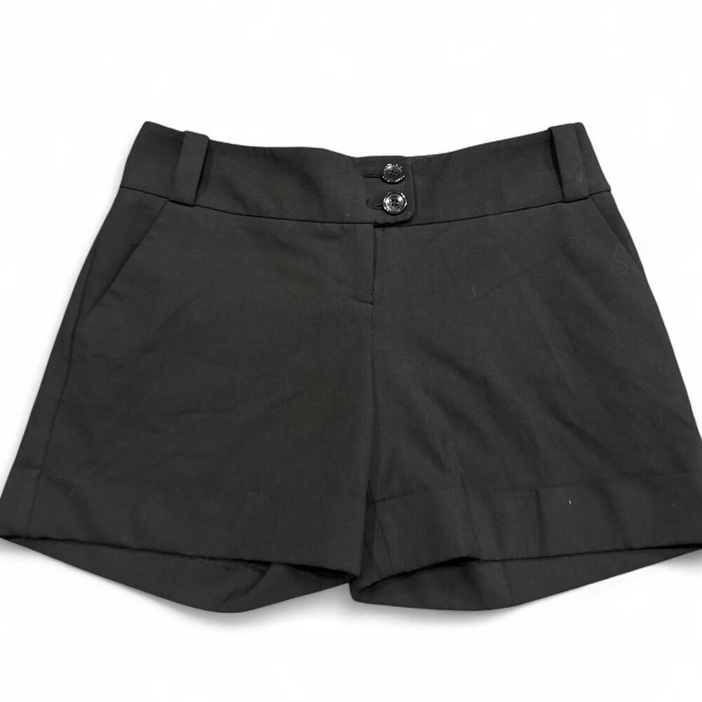 Mid rise tailored black dress shorts